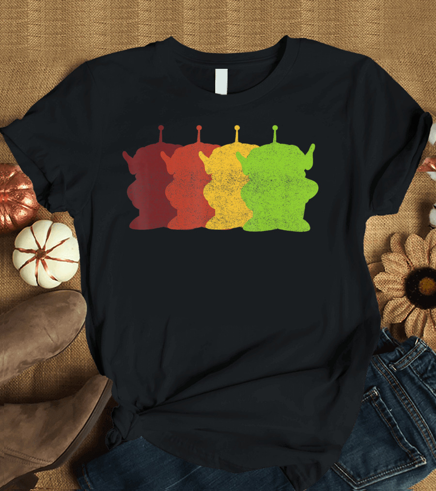 Toy Story Aliens Stack Silhouette Red Yellow Green Trio T-Shirt