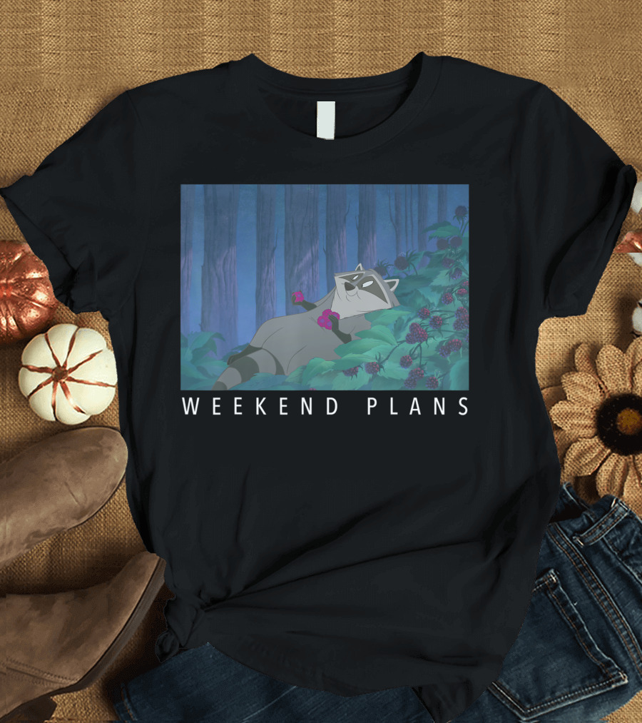 Disney Pocahontas Meeko Relaxing in Forest Weekend Plans T-Shirt