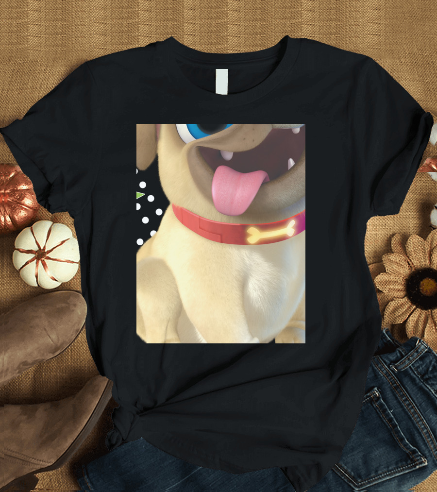 Disney Puppy Dog Pals Rolly Pug Wearing Bone Collar T-Shirt