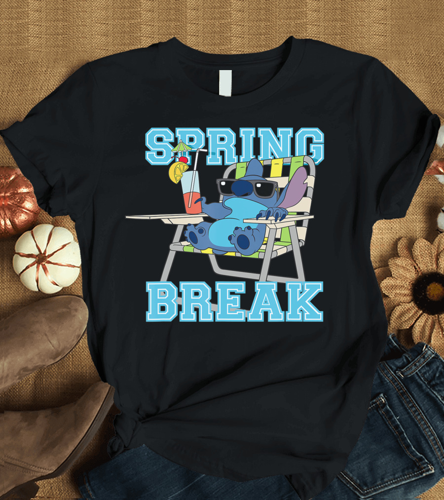 Disney Stitch Spring Break Chill Beach Chair Vibes T-Shirt