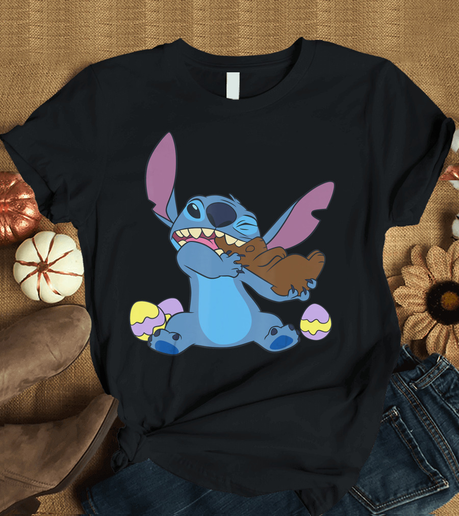 Disney Stitch Chocolate Bunny Easter Eggs T-Shirt