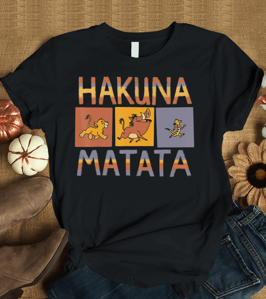 Disney The Lion King Hakuna Matata Simba Pumbaa Timon Solid Blocks T-Shirt