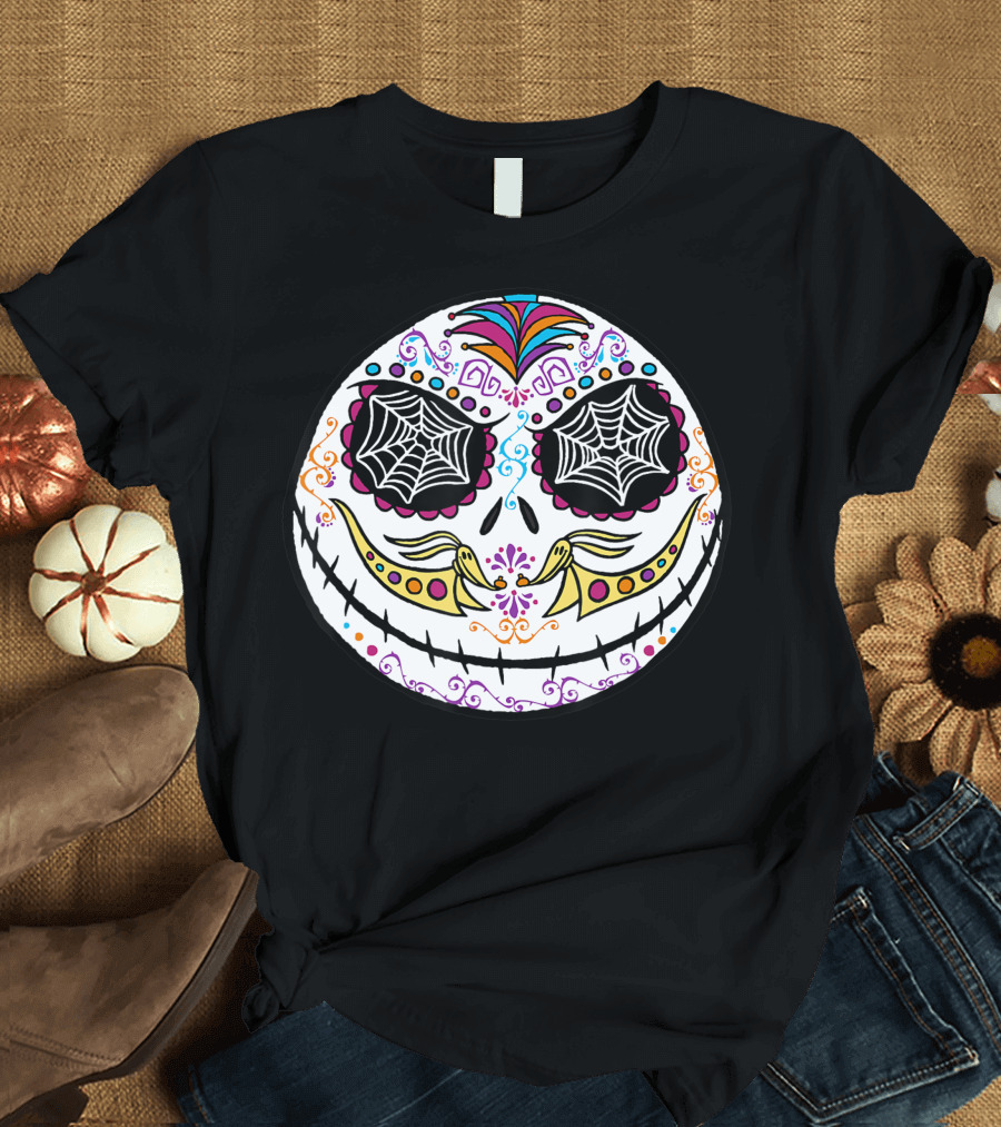 Disney The Nightmare Before Christmas Jack Skellington Sugar Skull Colorful T-Shirt
