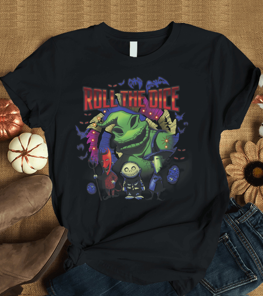 Disney The Nightmare Before Christmas Oogie Roll The Dice with Characters and Bats T-Shirt