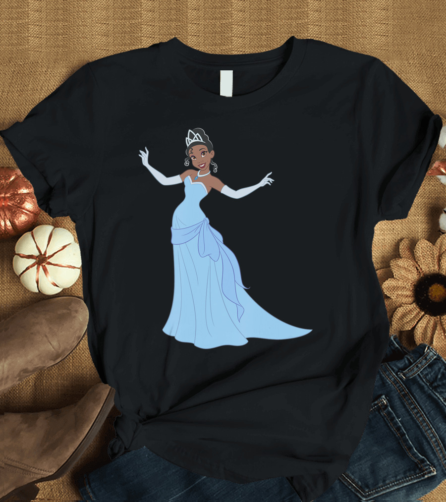 Disney The Princess And The Frog Tiana Blue Ballgown Elegance in Evening Wear T-Shirt