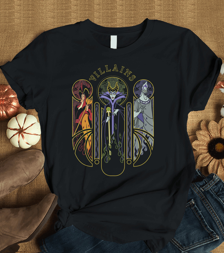 Disney Villains Distressed Panel Featuring Evil Queen Hades Maleficent T-Shirt