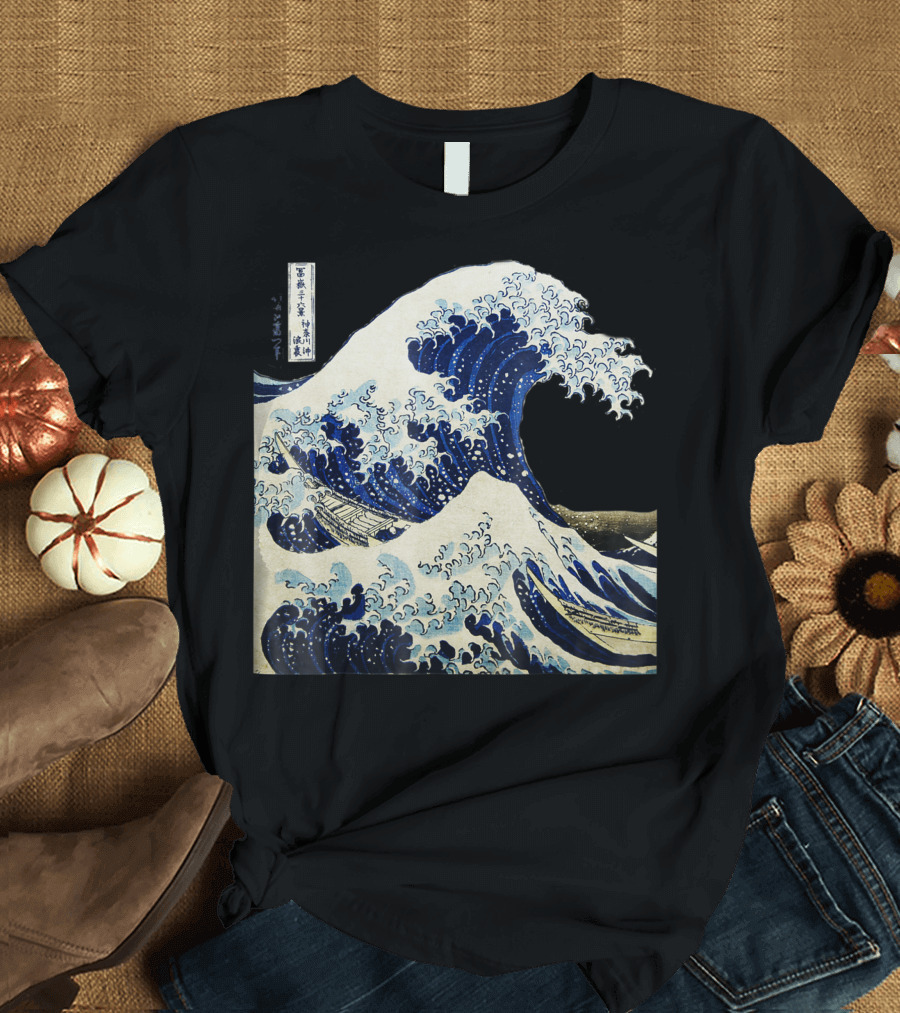 Kanagawa Japanese The Great Wave Hokusai Iconic Print T-Shirt
