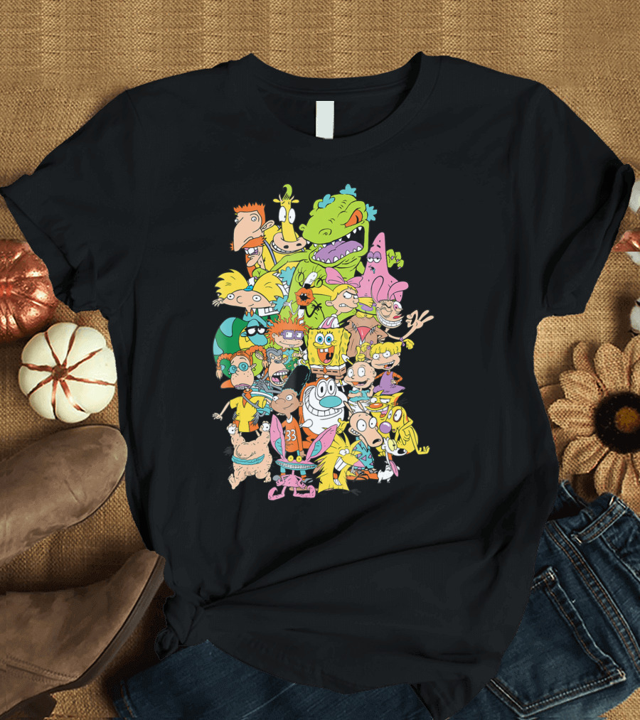 Nickelodeon Complete Nick 90s Throwback Character Compilation Arnold Rugrats Reptar SpongeBob SquarePants CatDog Rocko T-Shirt