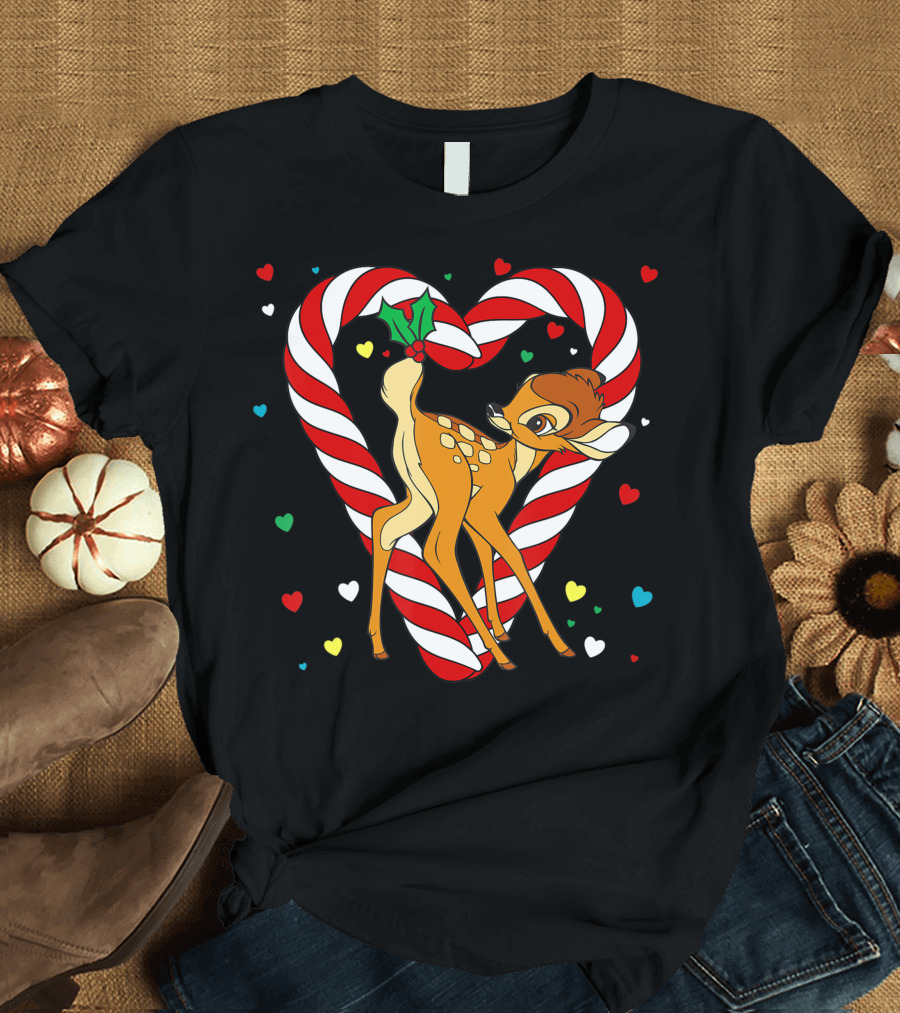 Bambi Candy Cane Heart Disney Ugly Cheer T-Shirt