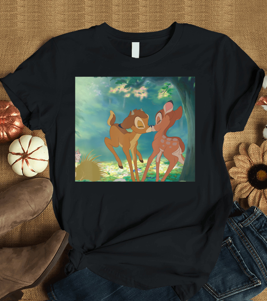 Bambi and Faline Forest Kiss Disney Classic Scene T-Shirt