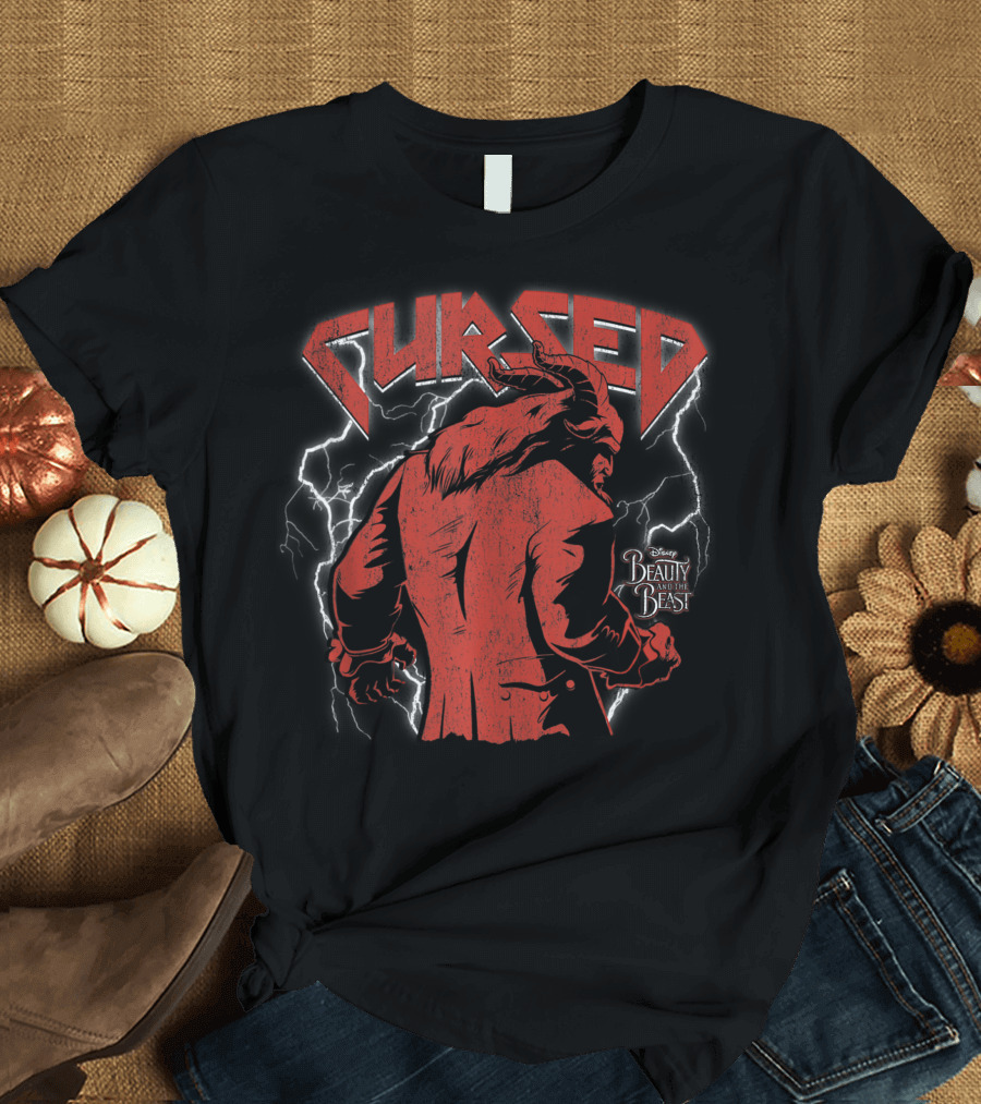 Disney Beauty and the Beast Cursed Beast with Lightning background T-Shirt