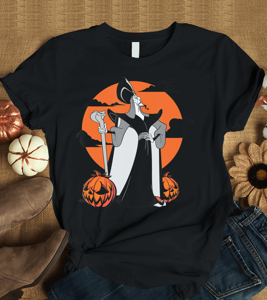 Disney Jafar The Powerful Halloween Pumpkin Moon Scene T-Shirt