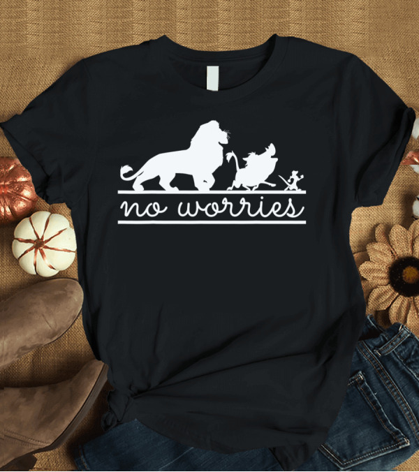 T-Shirt: Disney Lion King No Worries Simba Timon Pumbaa Trio T-Shirt Disney Lion King No Worries Simba Timon Pumbaa Trio T-Shirt