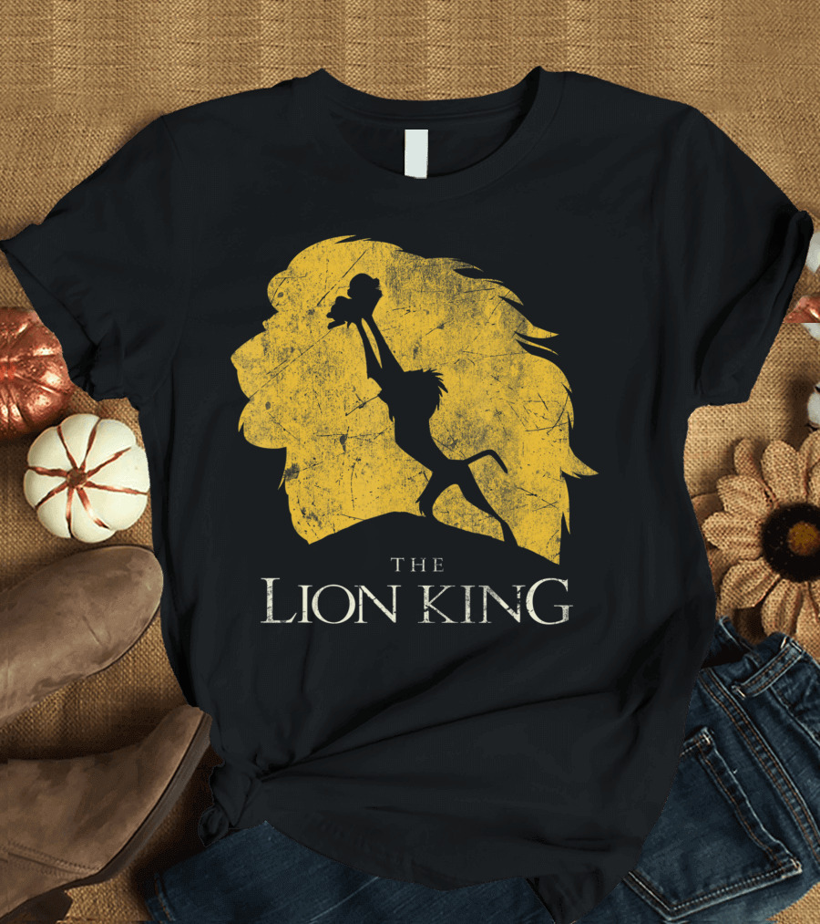 The Lion King Rafiki Lifting Simba Silhouette on Pride Rock T-Shirt