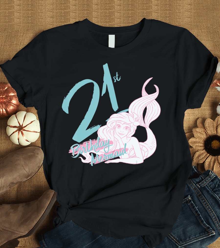 21st Birthday Mermaid Disney Little Mermaid Ariel Sketch T-Shirt