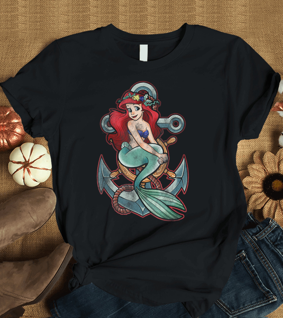 Disney Little Mermaid Ariel Tattoo Anchor Pose T-Shirt