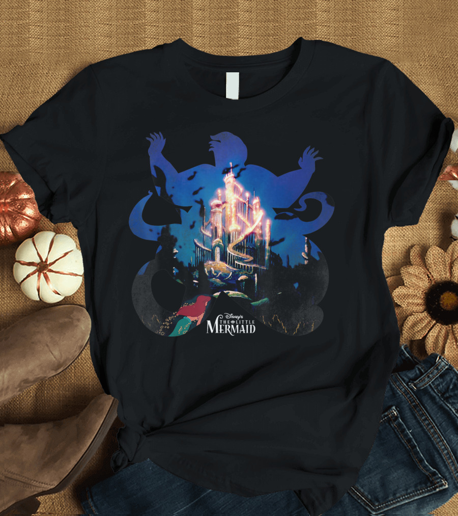 Disney The Little Mermaid Ursula Silhouette with Castle and Ariel T-Shirt