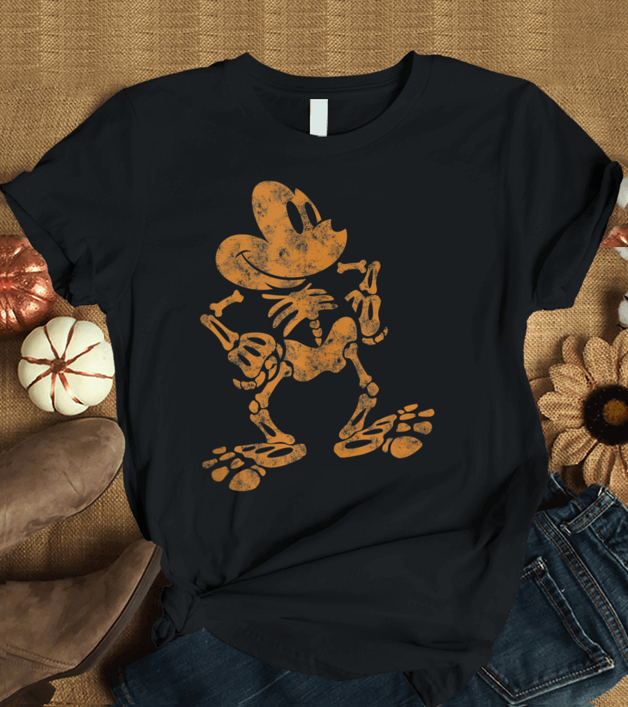 Disney Mickey Mouse Halloween Skeleton Bones T-Shirt