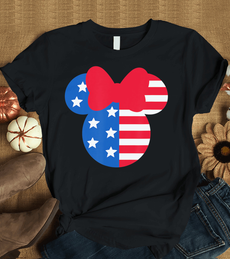 Disney Minnie Mouse Americana Stars and Stripes Bow T-Shirt