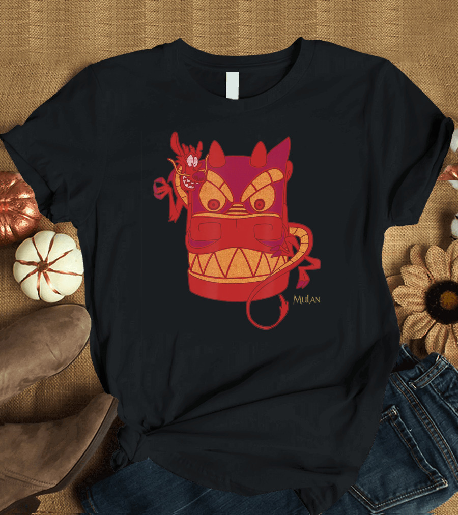 Disney Mulan Mushu Red Dragon Face Stylized T-Shirt
