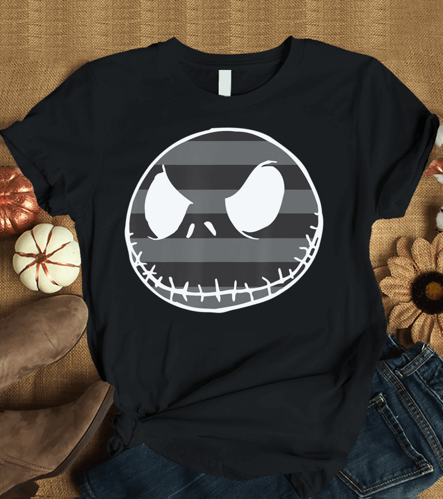 Disney Nightmare Before Christmas Jack Skellington Striped Face T-Shirt