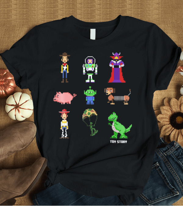 T-Shirt: Disney Pixar Toy Story Characters Pixel 8 Bit T-Shirt Disney Pixar Toy Story Characters Pixel 8 Bit T-Shirt