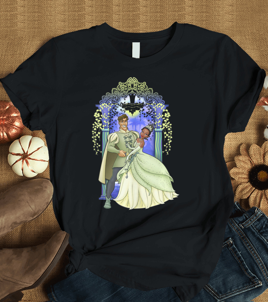 Disney Princess and the Frog Tiana and Naveen Dance in Enchanted Forest Scene T-Shirt