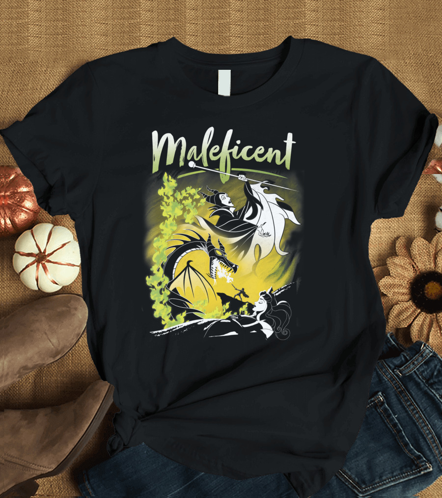 Maleficent Sleeping Beauty Dragon Battle with Vibrant Colors T-Shirt