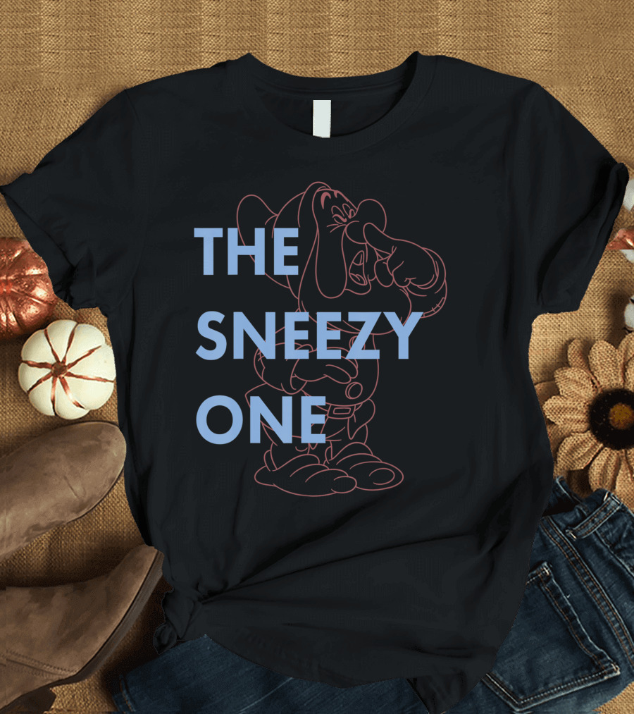Disney Snow White The Sneezy One Outline Sneezy Dwarf Line T-Shirt