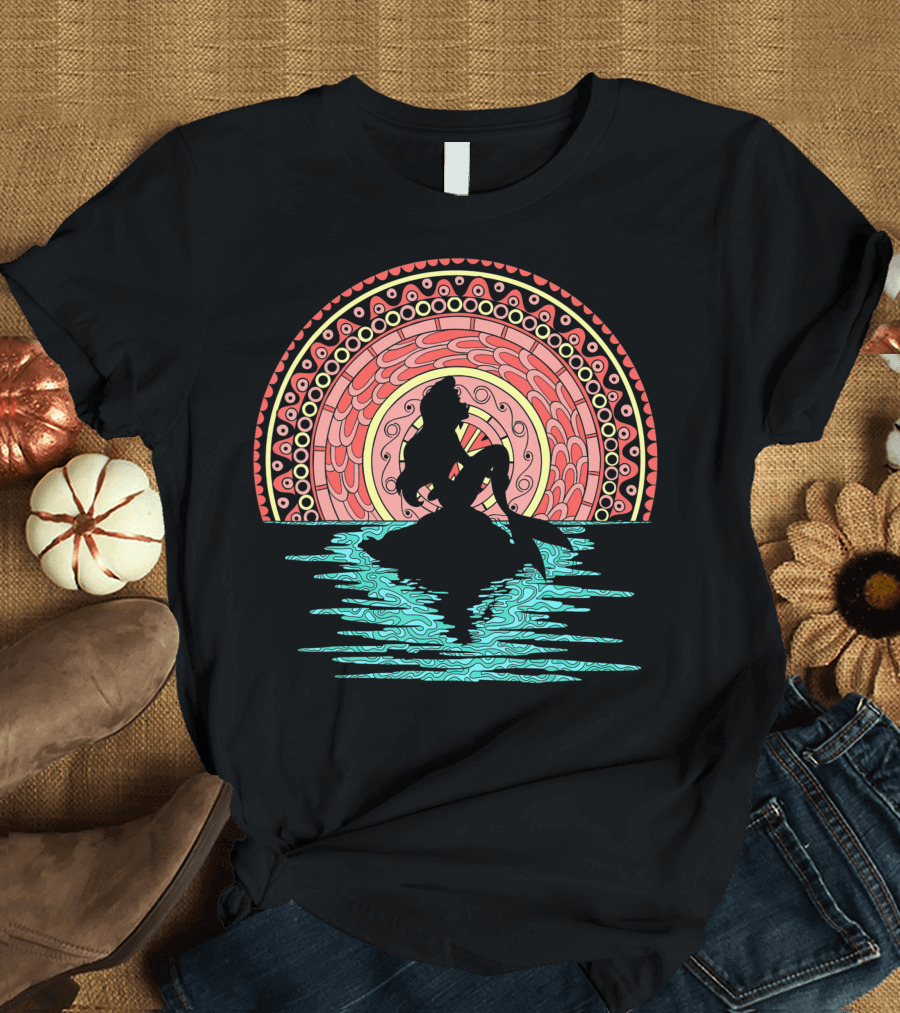 Disney The Little Mermaid Geometric Sunset T-Shirt