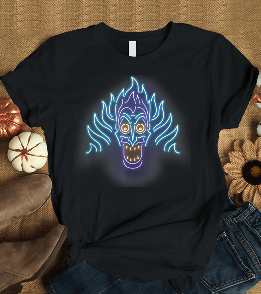Disney Villains Hades Neon Flame Face T-Shirt