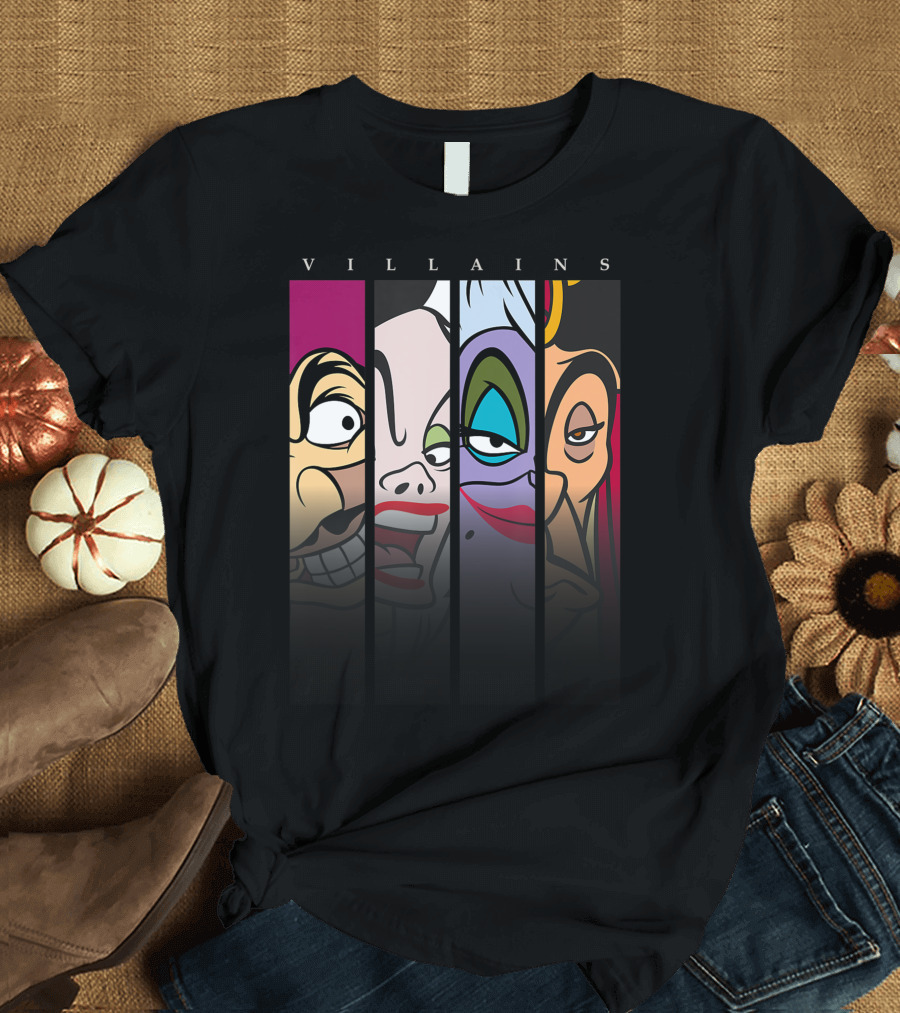 Disney Villains We All Mad Iconic Faces T-Shirt