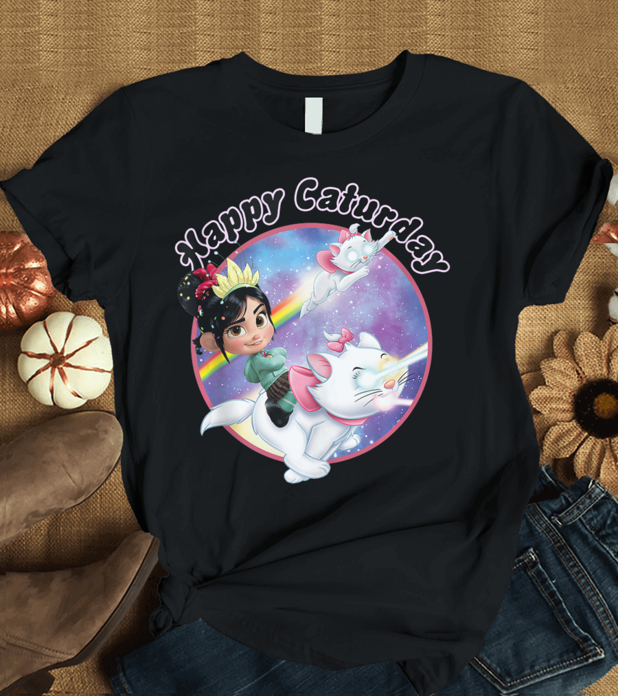 Happy Caturday Disney Wreck It Ralph Vanellope Rainbow Galaxy T-Shirt