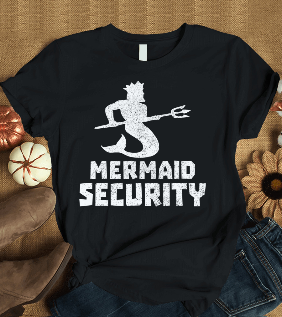 Mermaid Security Birthday Party Funny Ocean Shell T-Shirt