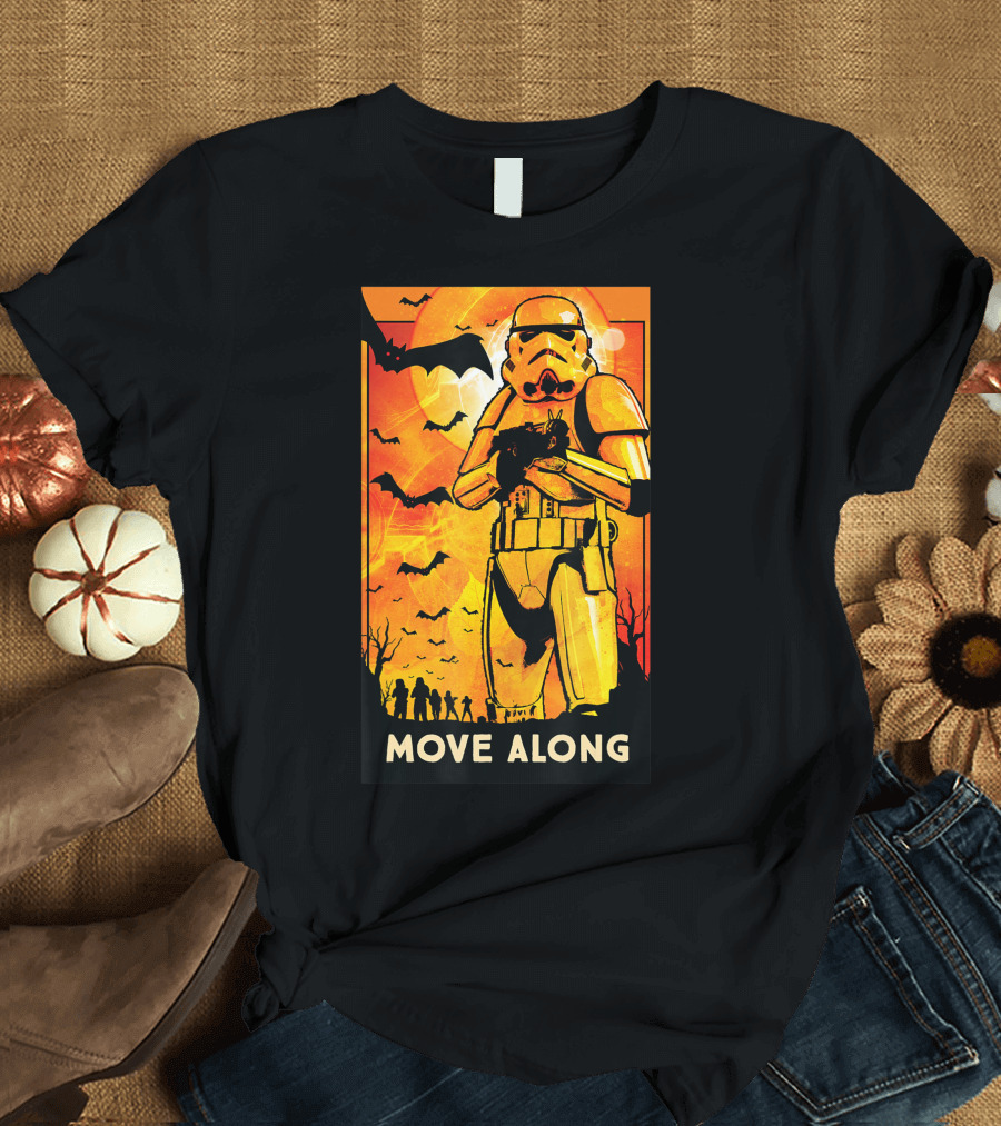 Star Wars Stormtrooper Halloween Move Along with Vampire Bats and Full Moon T-Shirt