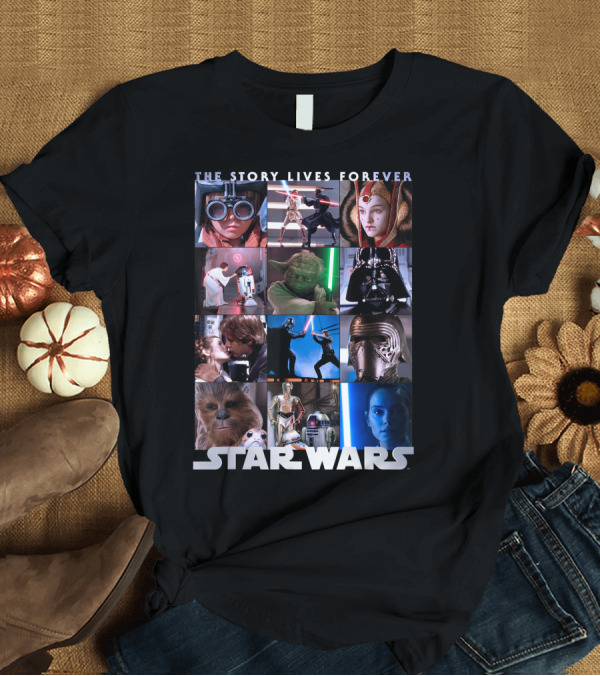 T-Shirt: Star Wars The Story Lives Forever Iconic Characters and Scenes Collection T-Shirt Star Wars The Story Lives Forever Iconic Characters and Scenes Collection T-Shirt