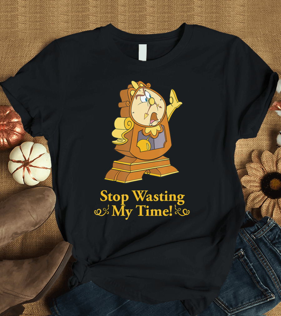 Disney Beauty And The Beast Cogsworth Stop Wasting My Time Clock Character T-Shirt