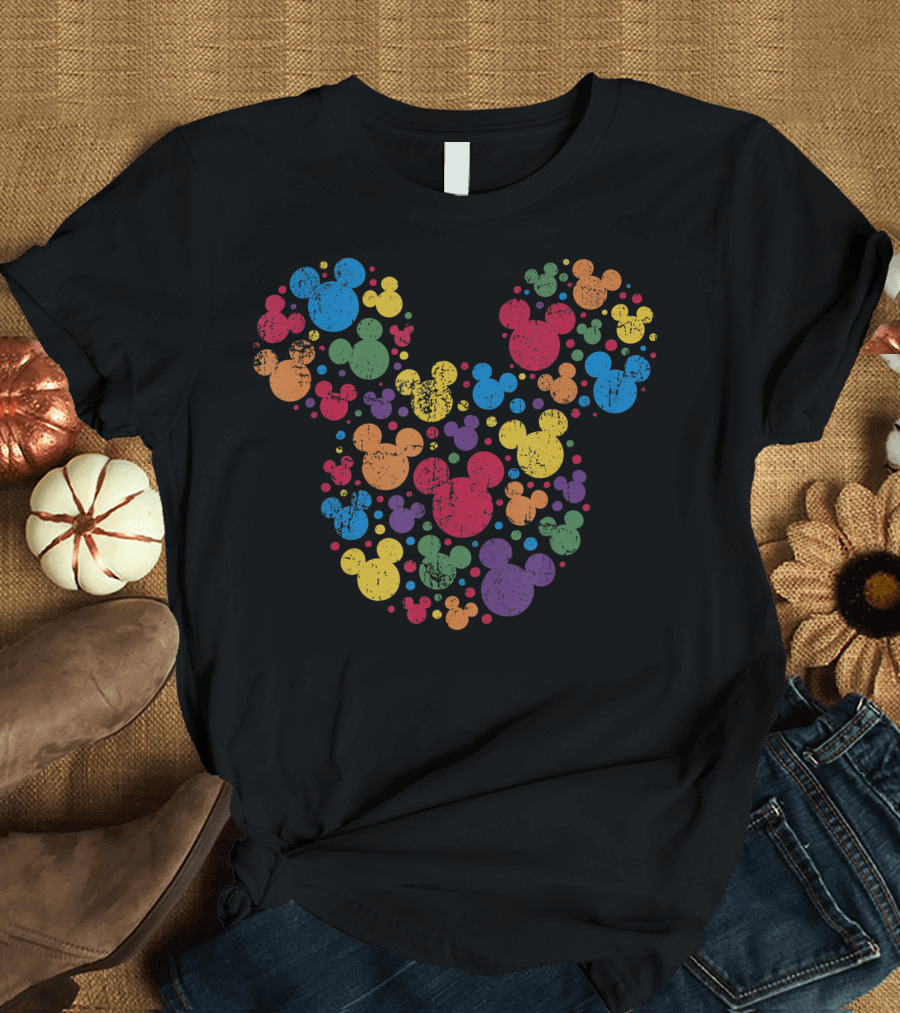 Disney Mickey Mouse Icon Multicolor Rainbow T-Shirt