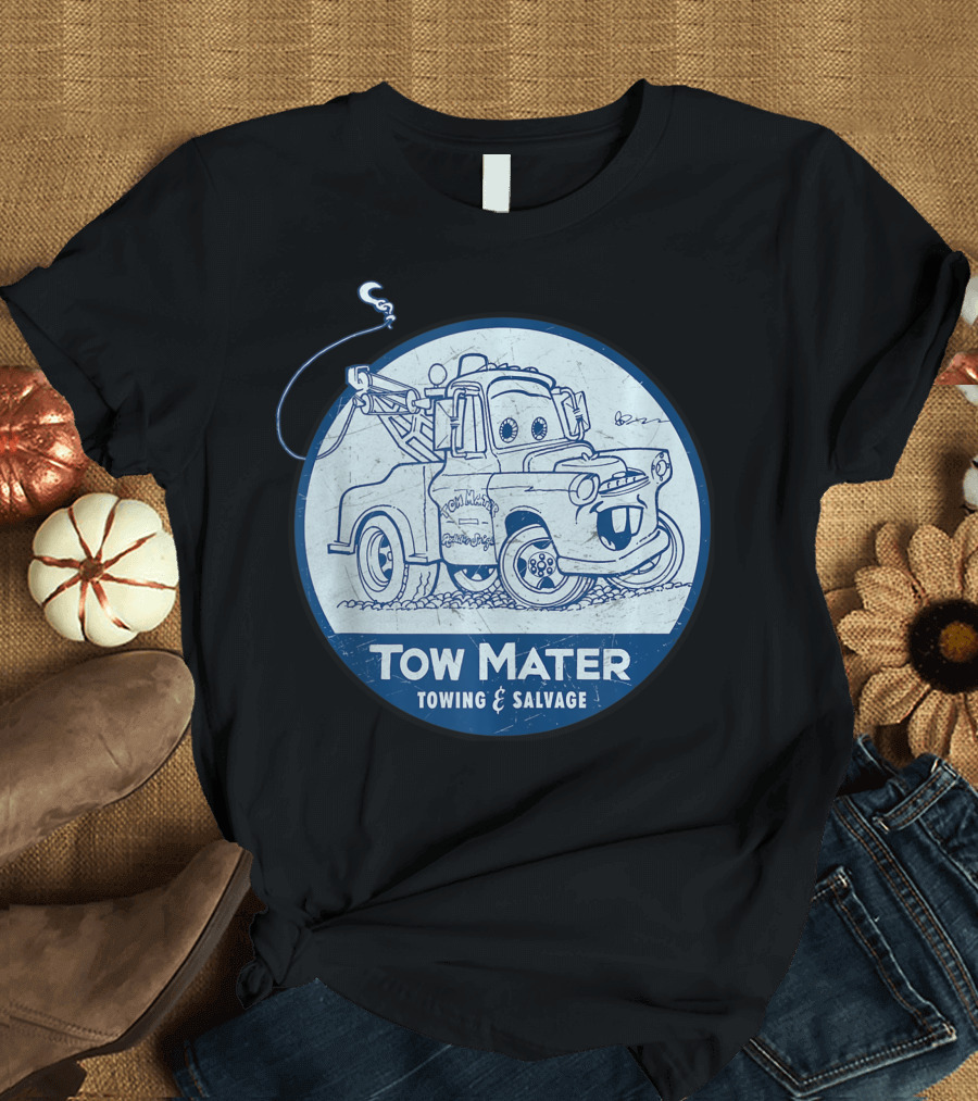 Tow Mater Towing Salvage Disney Pixar Cars Badge T-Shirt