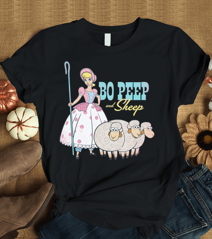 Disney Pixar Toy Story 4 Bo Peep and Sheep Retro Character T-Shirt