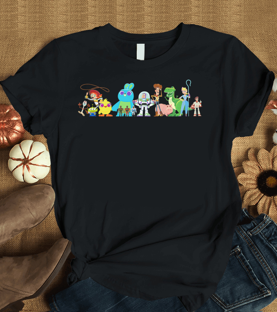 Disney Pixar Toy Story 4 Friends Woody Buzz Jessie Forky Bo Peep Rex Ducky Bunny Duke Caboom T-Shirt