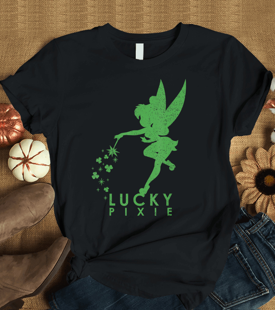 Disney Tinker Bell Lucky Pixie Shamrock Sparkle T-Shirt