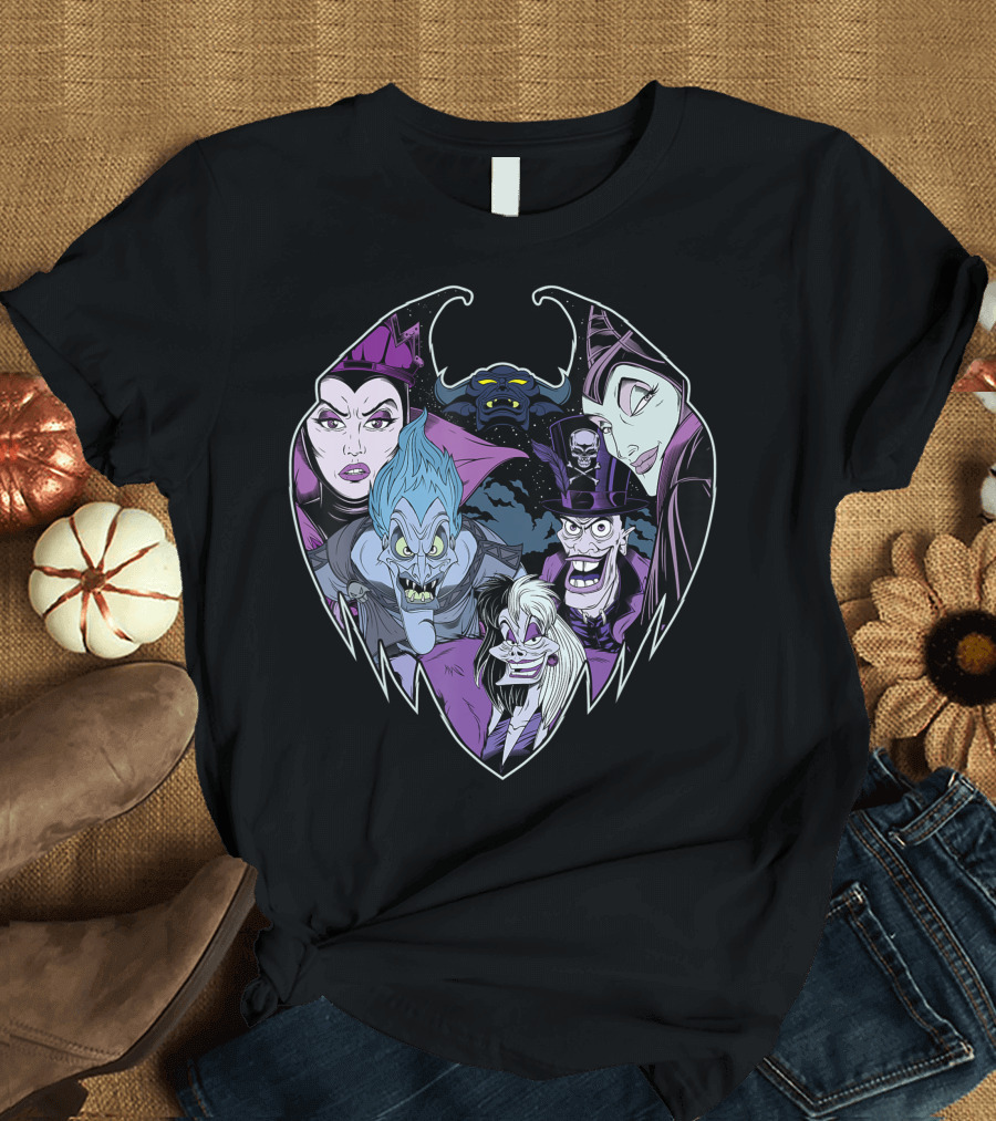 Disney Villains Maleficent Hades Ursula Cruella Facilier Evil Crew T-Shirt