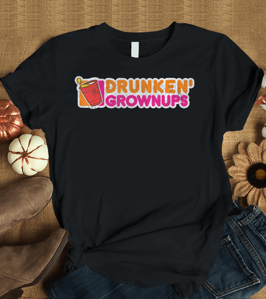 Drunken Grownups Drinking Party Vintage Joke T-Shirt