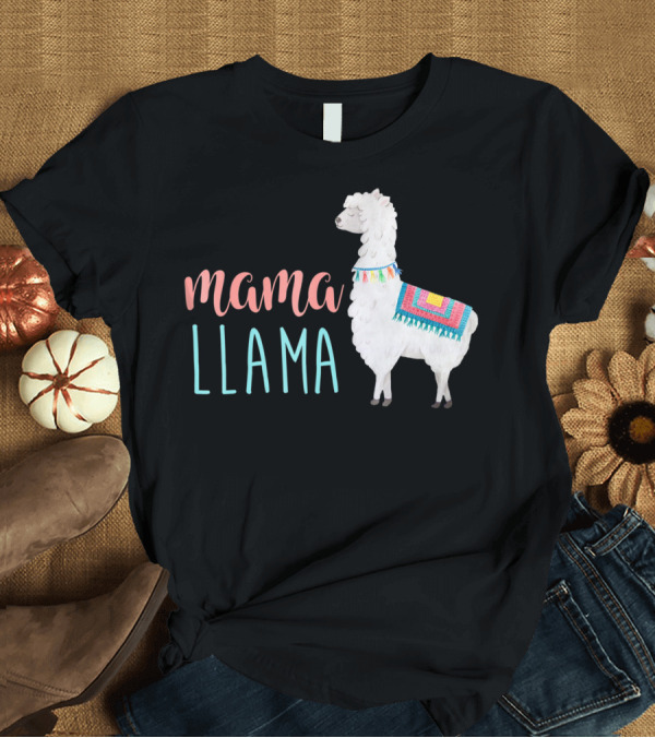 T-Shirt: Mama Llama Colorful Blanket T-Shirt Mama Llama Colorful Blanket T-Shirt
