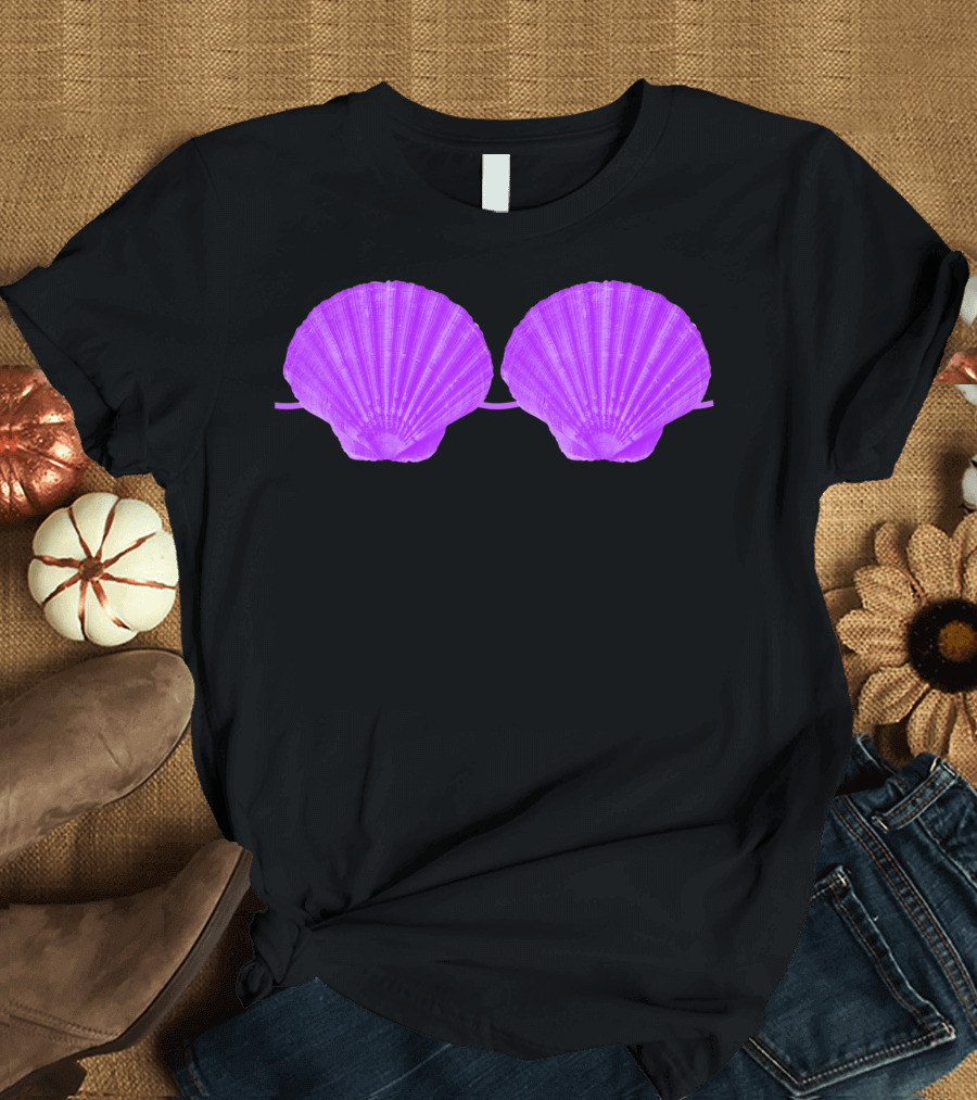 Mermaid Seashell Bra Purple Brassiere Summer Beachwear T-Shirt