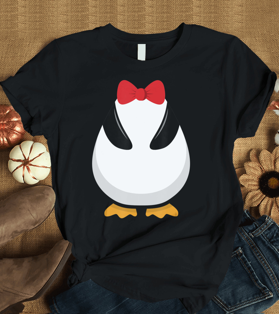 Penguin Costume Halloween Outfit Bowtie Cute Animal Red Bow Accessories T-Shirt