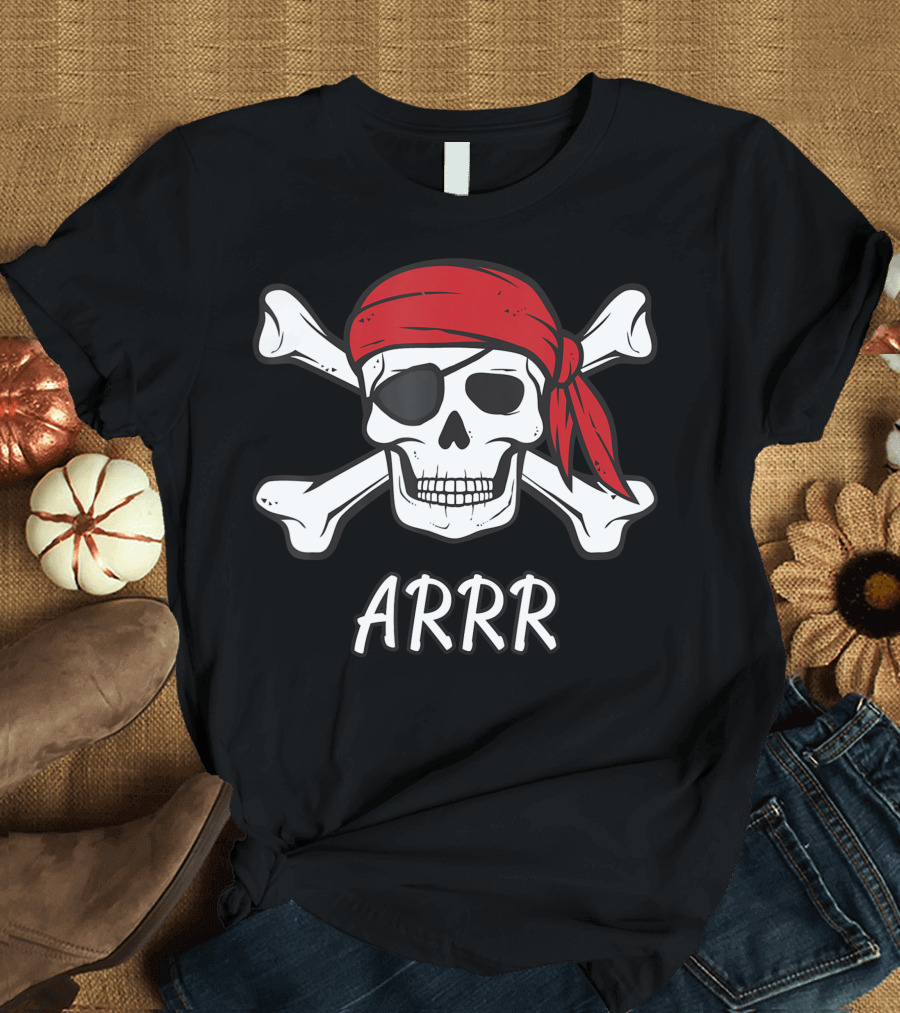 ARRR Pirate Kids Or Adults Crossbones And Skull T-Shirt