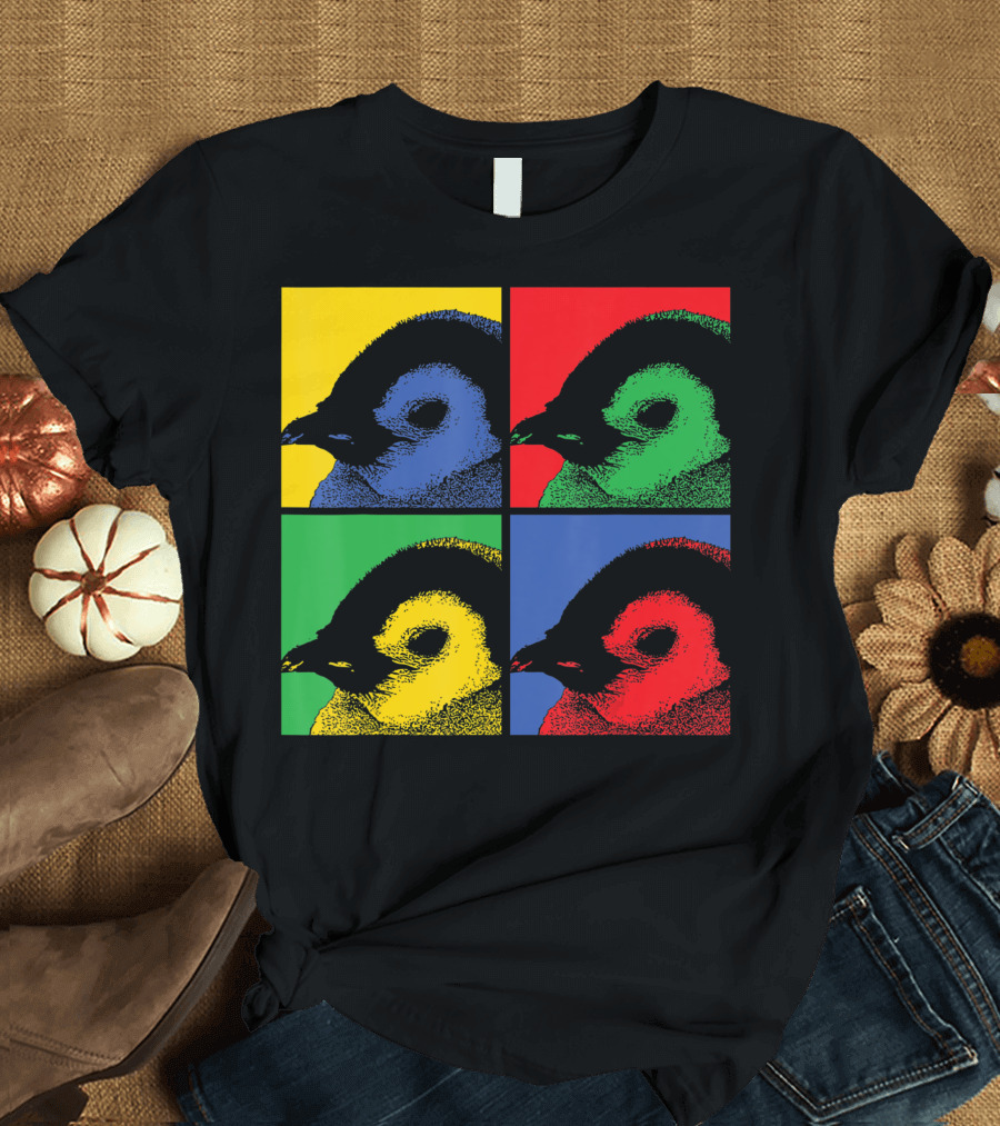 Pop Art Penguin Colorful Quadrants T-Shirt