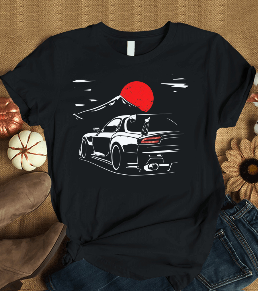 JDM Rotary Engine RX Car Drift Meet with Japanese Sunset T-Shirt